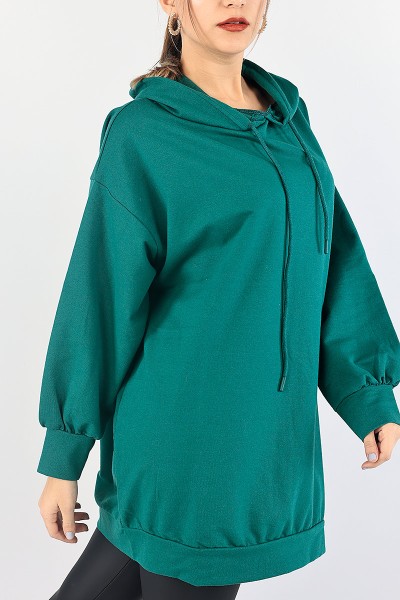 Yeşil Kapüşonlu Sweat Tunik 87919