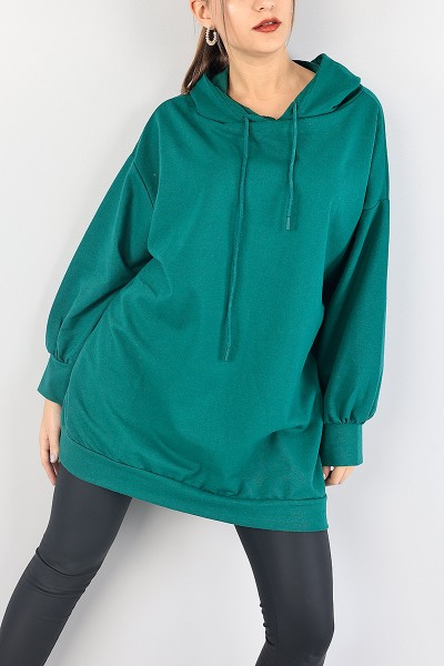 Yeşil Kapüşonlu Sweat Tunik 87919