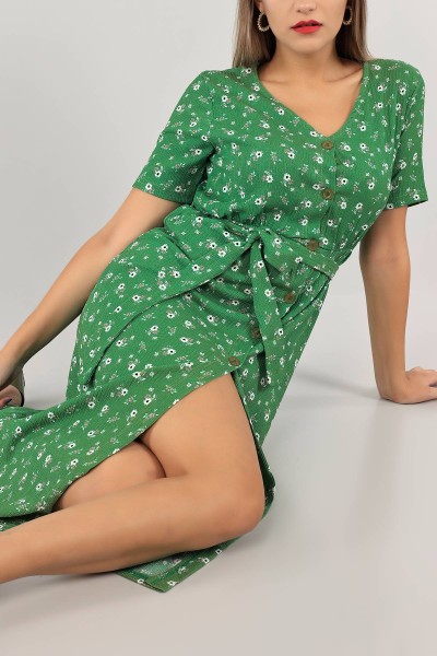 yesil-kemerli-dugmeli-rasel-kumas-elbise-126379