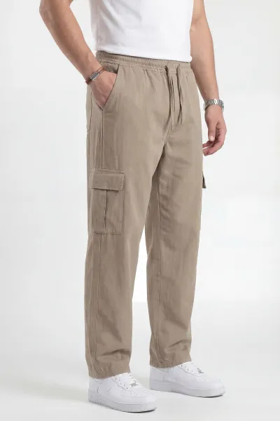 Yeşil Keten Baggy Kargo Cepli Erkek Pantolon 456101