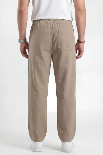 Yeşil Keten Baggy Kargo Cepli Erkek Pantolon 456101