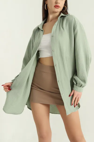 Yeşil Müslin Bayan Gömlek Tunik 336947