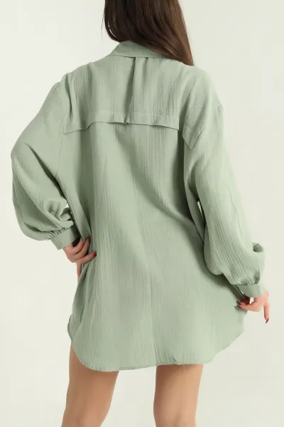 Yeşil Müslin Bayan Gömlek Tunik 336947