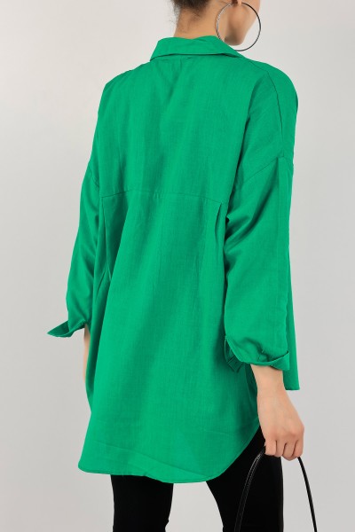 Yeşil Keten Gömlek Tunik 124535