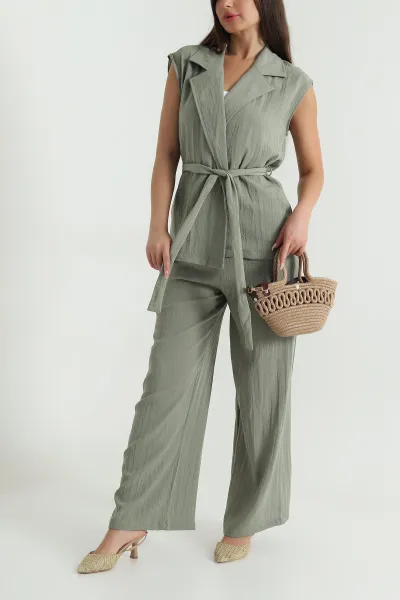 yesil-keten-yelek-pantolon-ikili-takim-467749