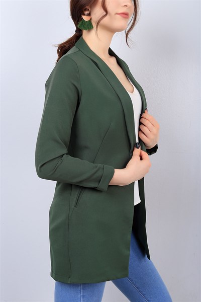 Yeşil Kol Katlı Bayan Blazer Ceket 14629B