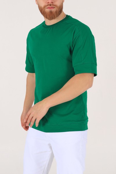 Yeşil Kolları Lastikli Oversize Erkek Tişört 172422