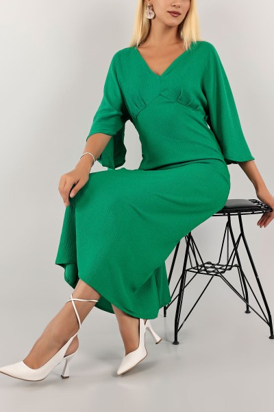Yeşil Krinkıl Kumaş Elbise 128600