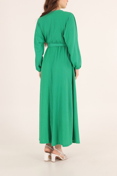 Yeşil Krinkıl Kumaş Mevlana Elbise 167253
