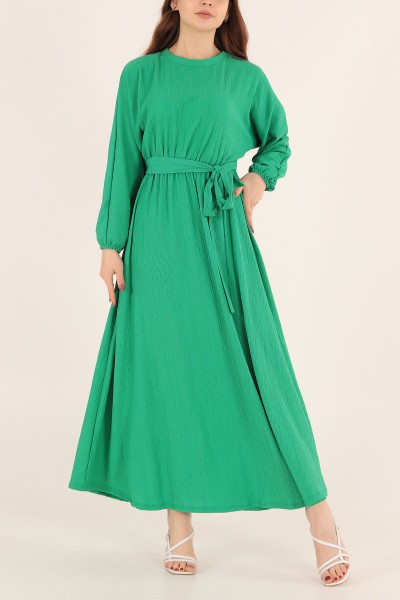 Yeşil Krinkıl Kumaş Mevlana Elbise 167253