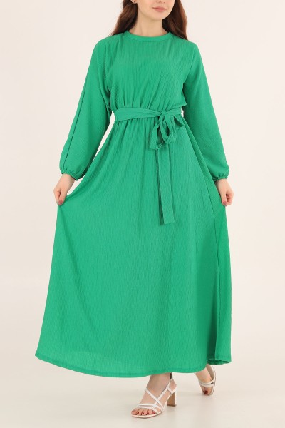 Yeşil Krinkıl Kumaş Mevlana Elbise 167253