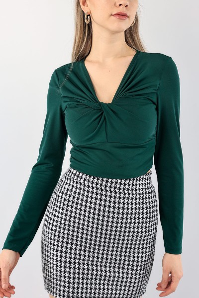 Yeşil Likralı Crop Bluz 89484