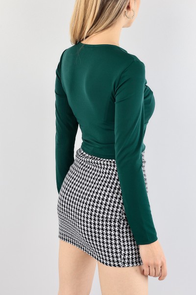 Yeşil Likralı Crop Bluz 89484