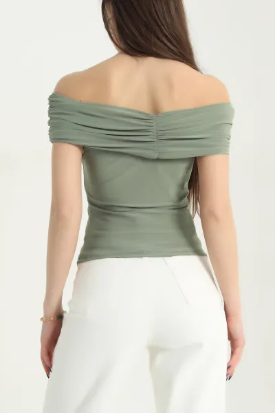 Yeşil Madonna Yaka Sendy Kadın Bluz 342955