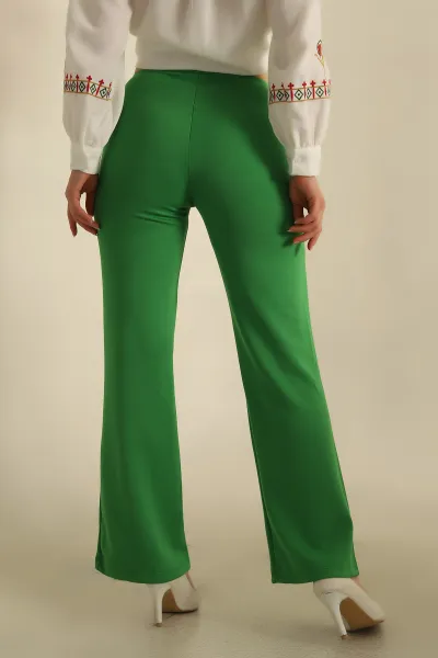 Yeşil Modal Kumaş Çimalı Bayan Pantolon 265925