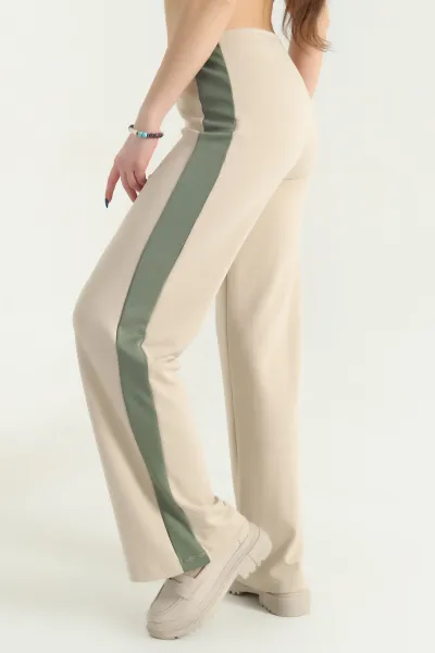 Yeşil Modal Yan Şeritli Kadın Pantolon 341274