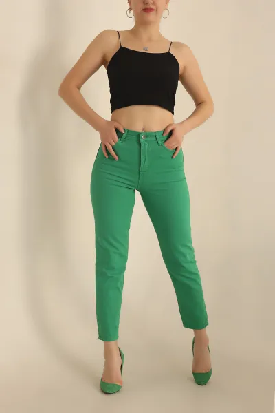 Yeşil Mom Bayan Kot Pantolon 229105
