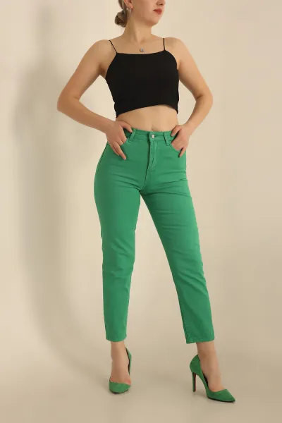 Yeşil Mom Bayan Kot Pantolon 229105