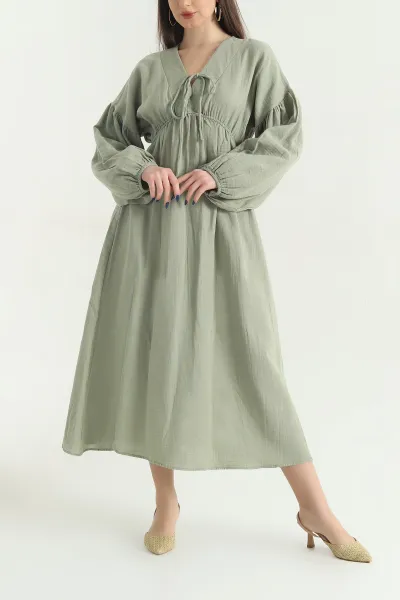 yesil-muslin-keten-beli-lastikli-elbise-342653