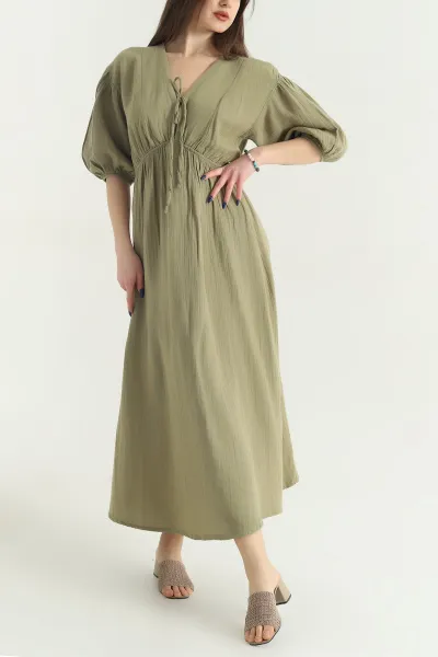 yesil-muslin-kumas-beli-lastikli-kadin-elbise-341844