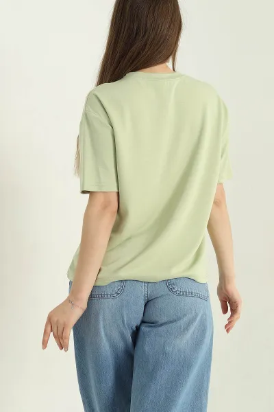 Yeşil Nakış Detay Modal Kumaş Kadın Bluz 353653
