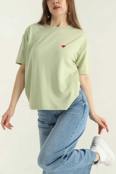 Yeşil Nakış Detay Modal Kumaş Kadın Bluz 353653