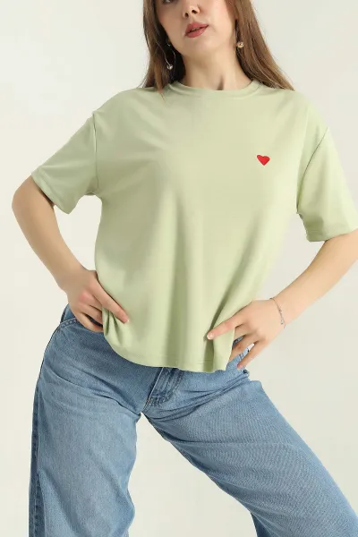 Yeşil Nakış Detay Modal Kumaş Kadın Bluz 353653