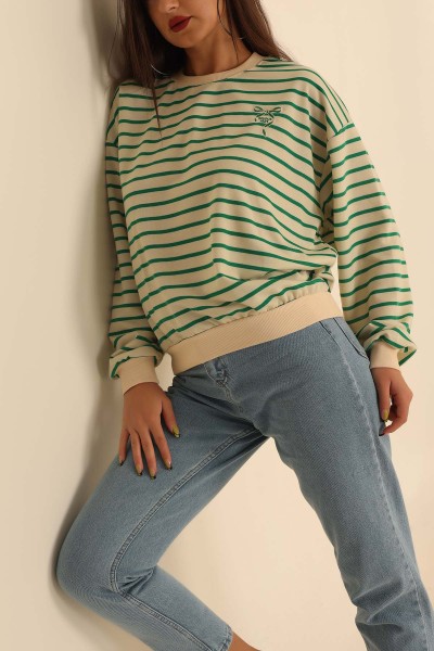 Yeşil Nakışlı İki İp Sweat 201596