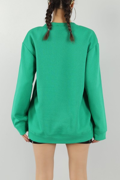 Yeşil Nakışlı Şardonlu Bayan Sweat 149183