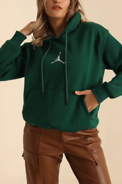 Yeşil Nakışlı Şardonlu Bayan Sweat 215297