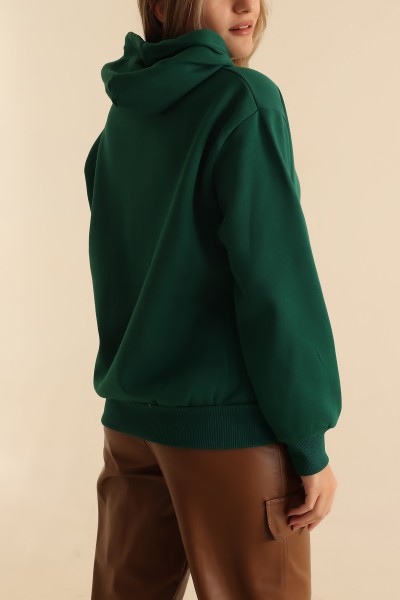 Yeşil Nakışlı Şardonlu Bayan Sweat 215297
