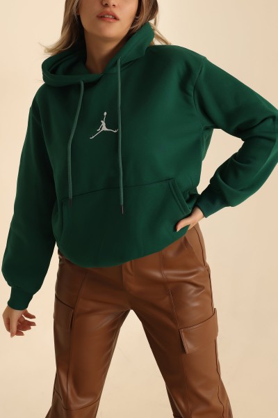 Yeşil Nakışlı Şardonlu Bayan Sweat 215297