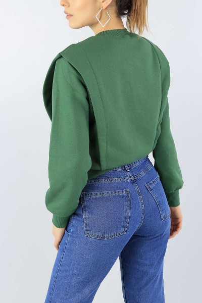 Yeşil Nakışlı Şardonlu Bayan Sweat 53578