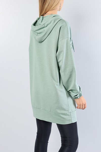 Yeşil Nakışlı Sweat Tunik 81205