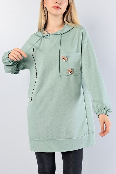Yeşil Nakışlı Sweat Tunik 81205