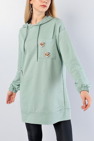 Yeşil Nakışlı Sweat Tunik 81205