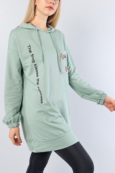 Yeşil Nakışlı Sweat Tunik 81205