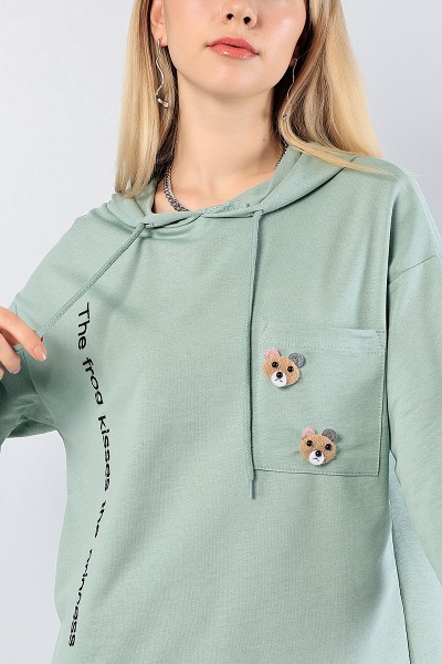 Yeşil Nakışlı Sweat Tunik 81205