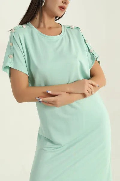 Yeşil Omuz Detay Modal Kadın Elbise 373351