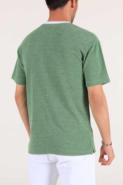 Yeşil Orıgınal Baskılı Dokulu Oversize Erkek Tişört 177473