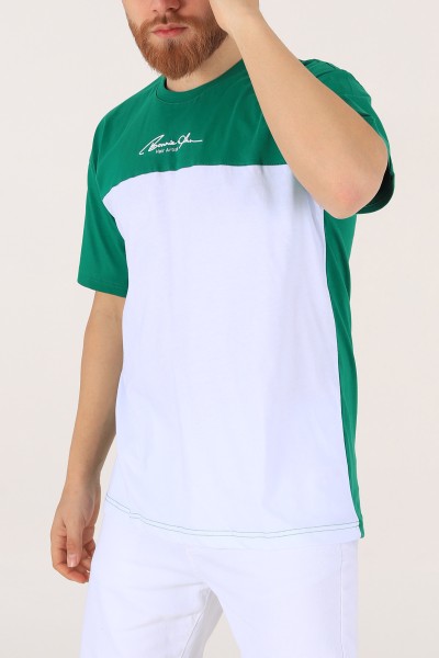 Yeşil Oversize Baskılı Erkek Tişört 171989
