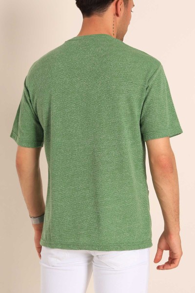 Yeşil Oversize Dikiş Detaylı Erkek Tişört 181844