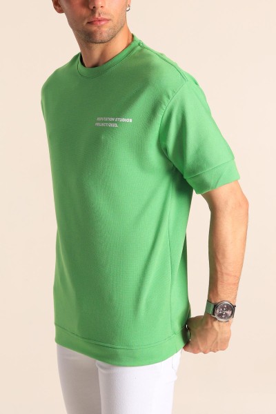 Yeşil Oversize Sırt Baskılı Erkek Tişört 181796