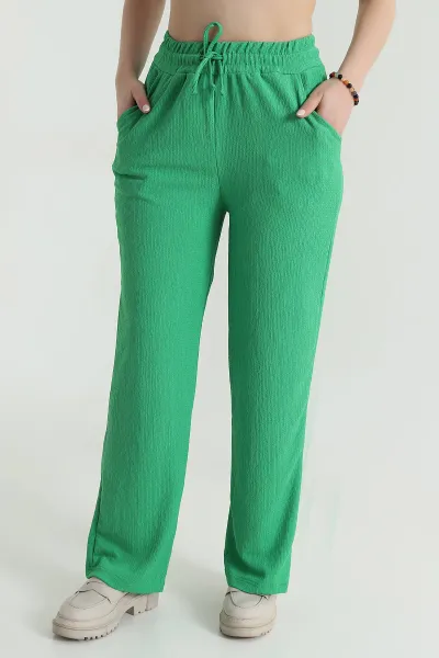 Yeşil Palazzo Bürümcük Kadın Pantolon 470698