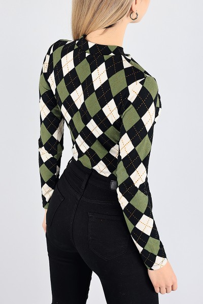 Yeşil Pamuk Dokulu Crop Bluz 88454