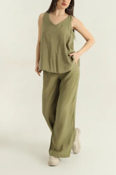 Yeşil Pantolon Bluz Modal Kadın İkili Takım 362253