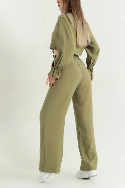 Yeşil Pantolon Bluz Tensel Bayan İkili Takım 337612