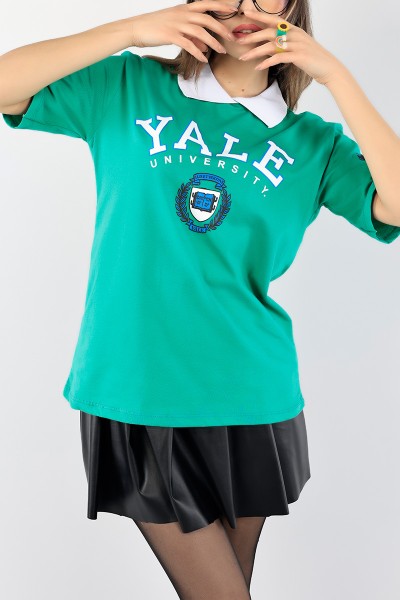 Yeşil Polo Yaka Bayan Tişört 93914