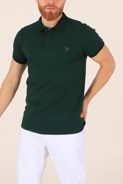 Yeşil Polo Yaka Dügmeli Erkek Tişört 171484