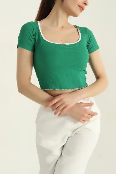 Yeşil Poly Kadın Kaşkorse Tişört 364595